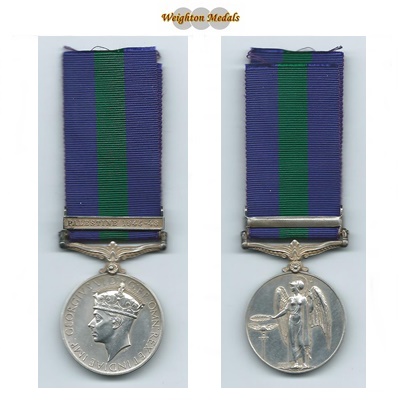General Service Medal - Palestine Clasp - Pte. M Mabea
